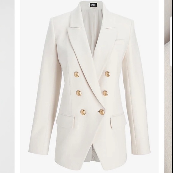 Express Flannel Knit Peak Lapel Double Breasted Blazer - Picture 4 of 7